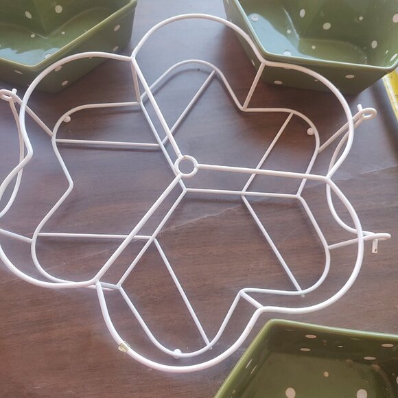 Retired Temptations Trio Heart Shaped Green & White Polka Dot Serving Set - Picture 3 of 6